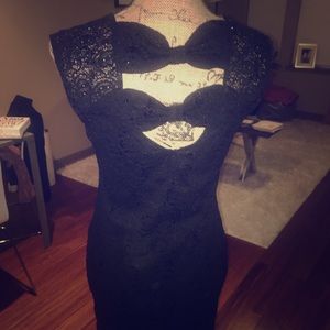 Black Lacey Bow Tie Back Dress